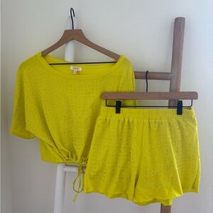 Vibrant Yellow Asymmetrical Tie Front T-Shirt